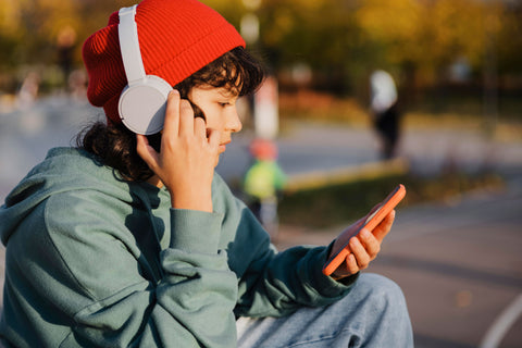 a boy with headphone